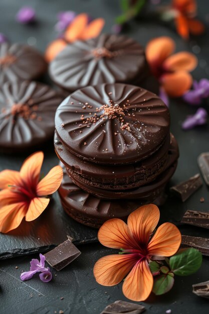 Japanse dorayaki pannenkoek bedekt met chocolade mousse bekroond met chocolate