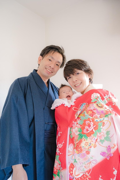 Japanse familie met kimono