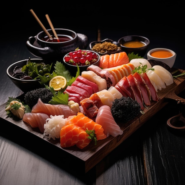 Japanse gastronomische keuken met sushi en sashimi