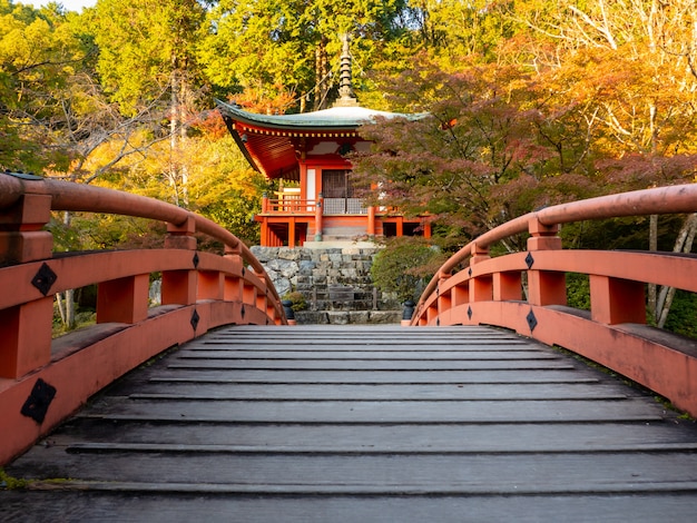 Japanse herfst herfst. Kyoto Daigoji-tempel.