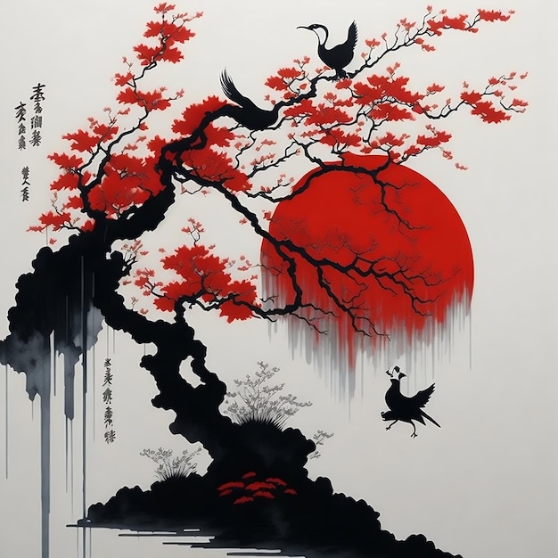 Japanse inkt schilderij