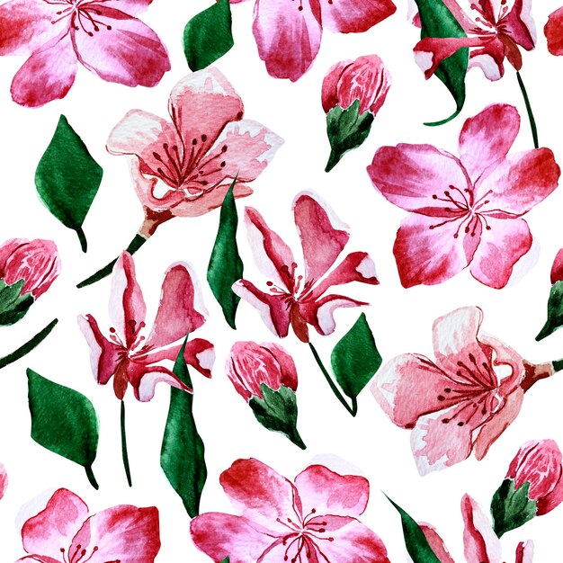 Japanse kersenbloesem sakura bloemen aquarel naadloze patroon