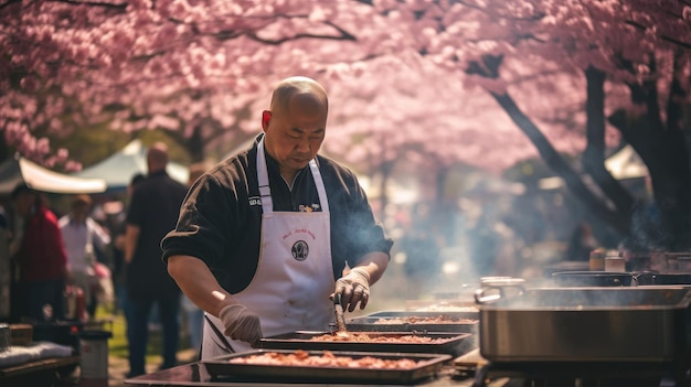 Japanse kersenbloesemfestivalscène