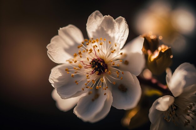 Japanse kersentak met bloeiende bloemen