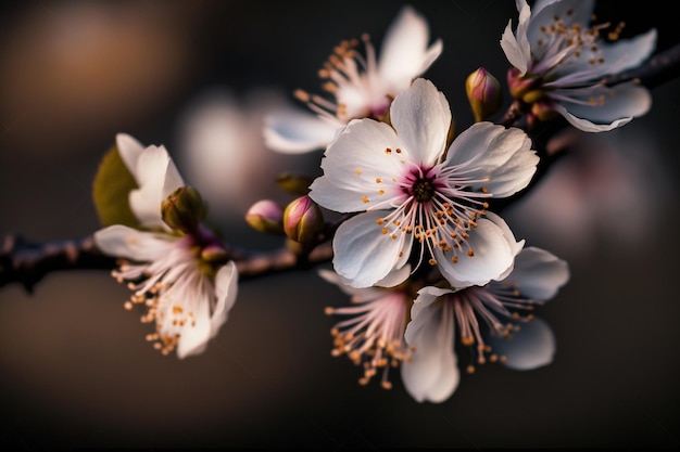 Japanse kersentak met bloeiende bloemen