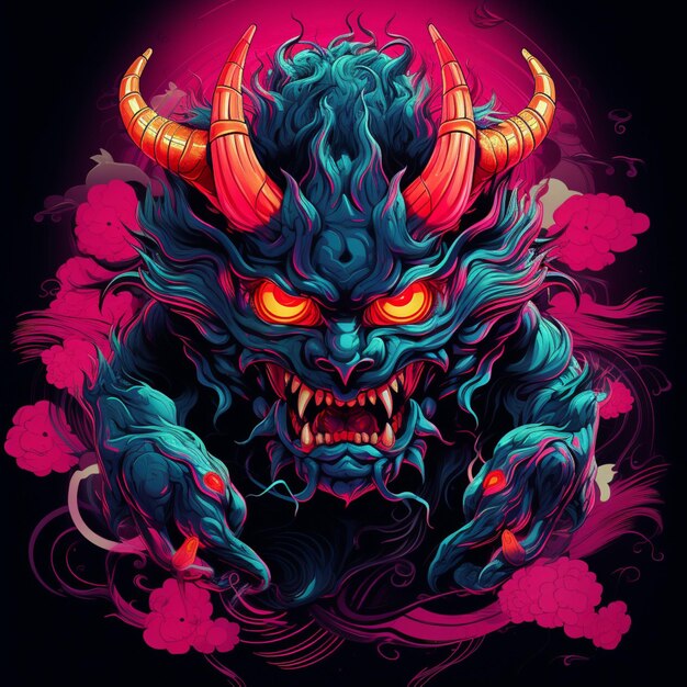 Japanse oni demon ontwerp illustratie