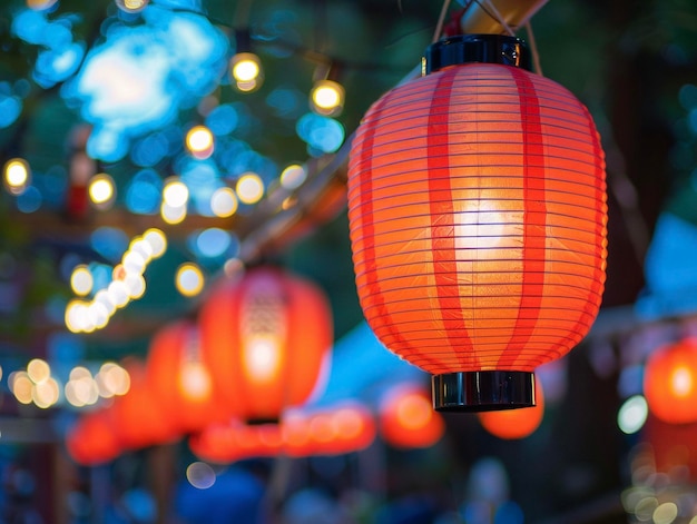 Foto japanse papieren lantaarns voor het festival selectieve focus