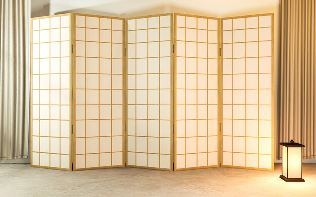 Japanse partitie papier houten ontwerp op woonkamer tatami vloer.