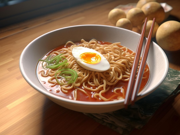 Japanse Ramen Noodle Illustratie AI Gegenereerd