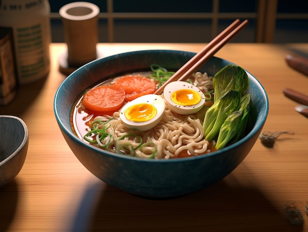 Japanse Ramen Noodle Illustratie AI Gegenereerd