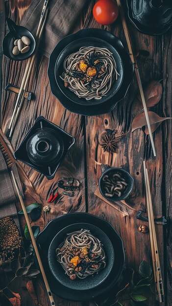 Foto japanse rauwe noedels udon boekweit soba pasta