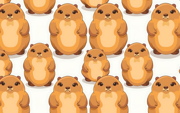Japanse schattige marmot herhaalde patronen anime kunststijl met pastelkleuren