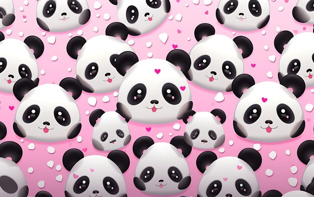 Foto japanse schattige panda herhaalde patronen anime kunststijl met pastelkleuren