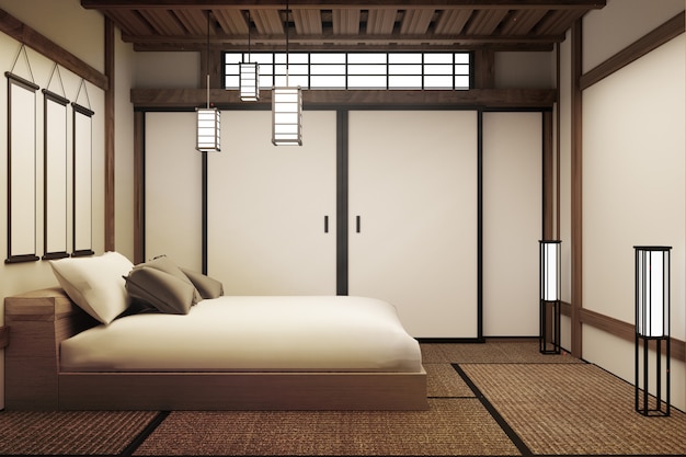 Japanse slaapkamer. 3D render