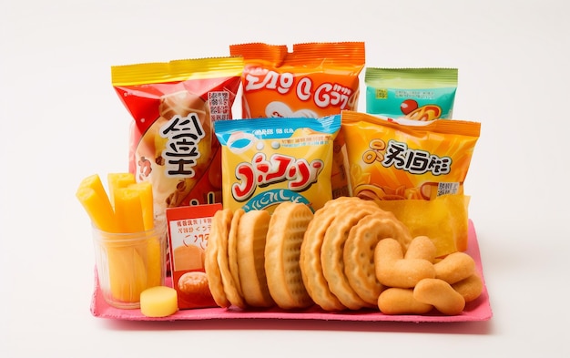 Foto japanse snacks op een witte achtergrond