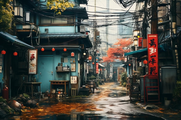 Japanse stad Natuurlijke lichtgeneratieve AI