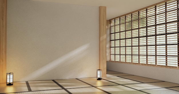 Japanse stijl Grote woonkamer in luxe kamer of hotel Japanse stijl decoratie 3D-rendering