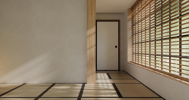 Japanse stijl grote woonkamer in luxe kamer of hotel japanse stijl decoratie 3d-rendering