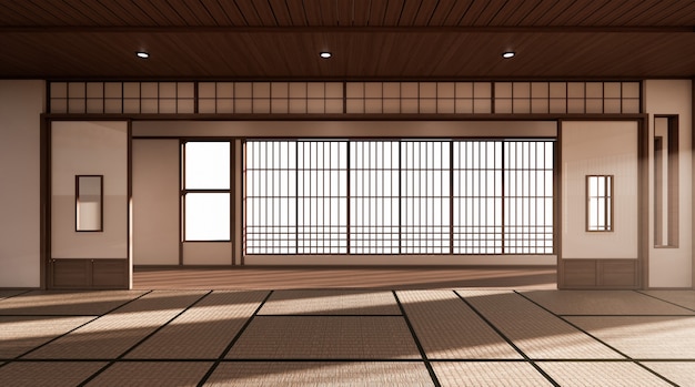 Japanse stijl ruime kamer 3D-rendering