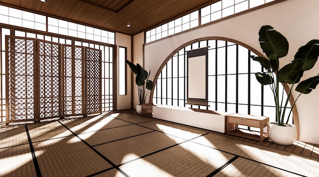 Japanse stijl ruime kamer 3D-rendering