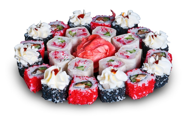 Japanse sushiset. 3D-rendering