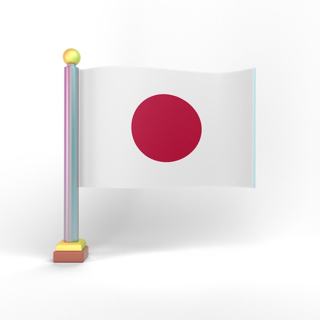 Japanse vlag voorzijde op witte achtergrond