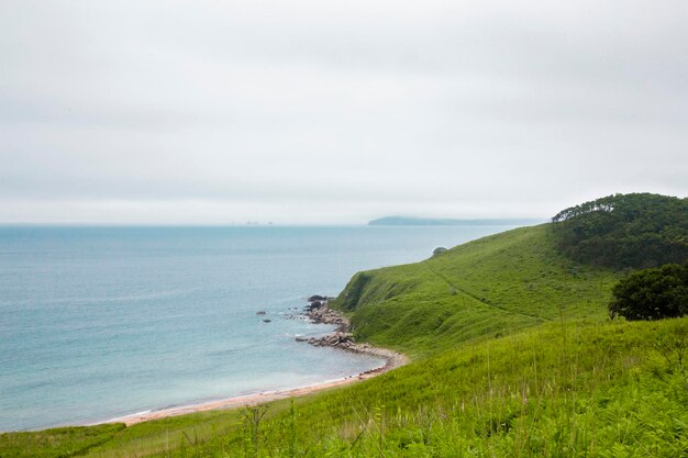 Japanse zee Rusland Primorsky Kray baai Anna Een sterke mist over de zee