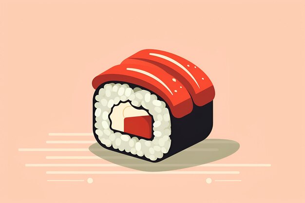 Japanse zeevruchten keuken Concept Sushi Roll zalmrijst Minimale stijl AI generatief