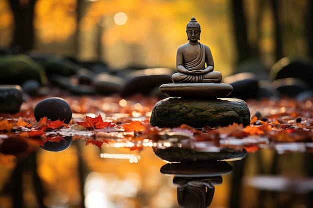 Japanse Zen Garden Serene in de schemering generatieve IA