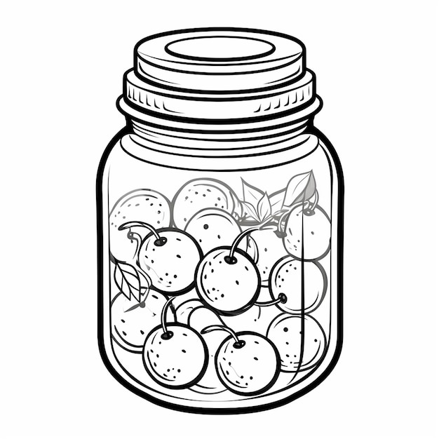 Jar black doodle cute angelcute coloring book kawaii line art