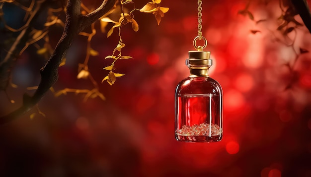 A jar of blood or an elixir with a chain world cancer day concept