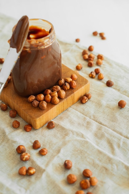 Jar of Chocolate Paste with Nuts