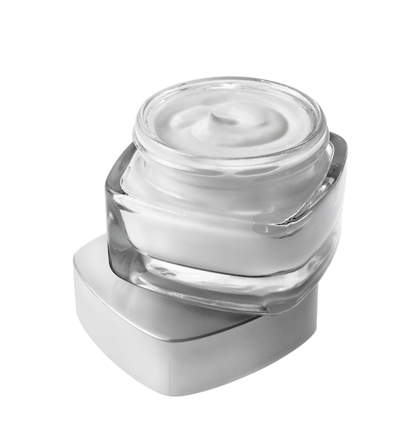 Jar of cosmetic cream isolated on white