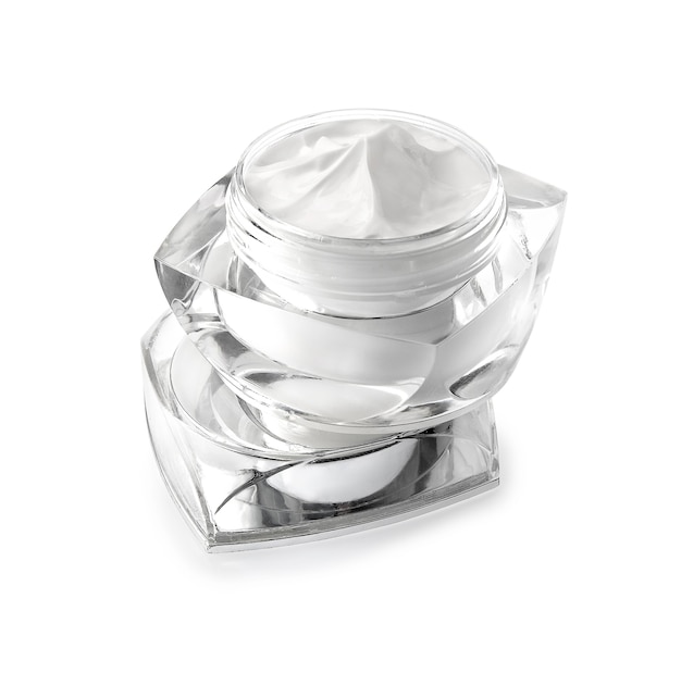 Jar of cosmetic cream isolated on white