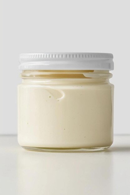 a jar of cream sitting on top of a table