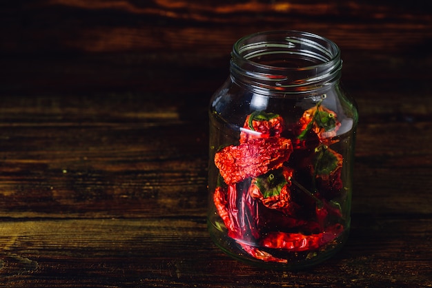 Jar of Dried Red Chilii Peppers