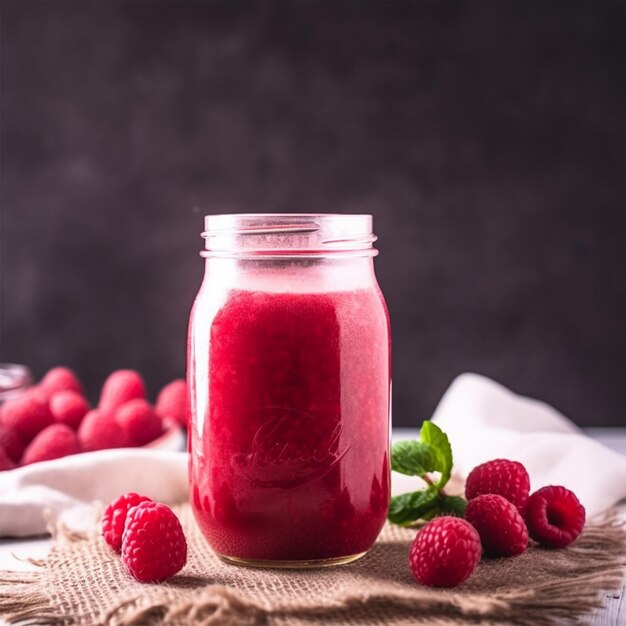 Jar Filled With Raspberry Juice