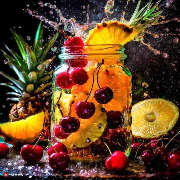 a jar of fruit with the word lemons on it