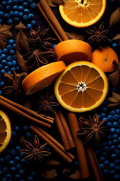 Jar of Glass with cinnamon sticks and orange slices food style food photography