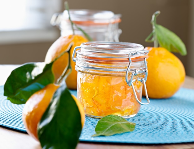 Jar of homemade orange jam