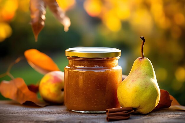 Photo a jar of homemade pear butter