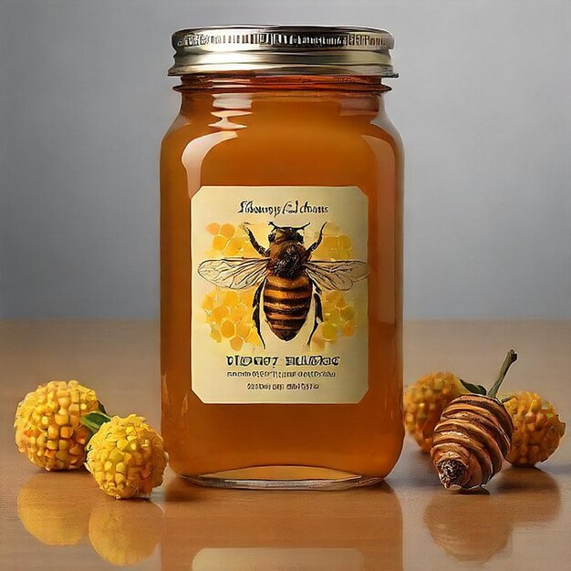 a jar of honey with a label that says bee on it