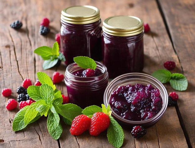 Jar of jam with wild berries