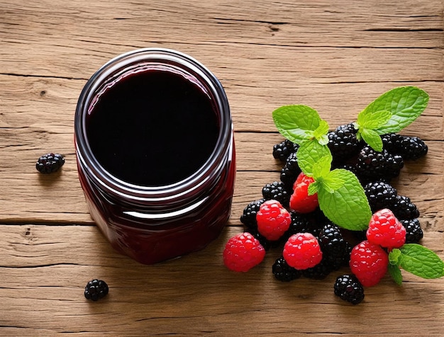 Jar of jam with wild berries