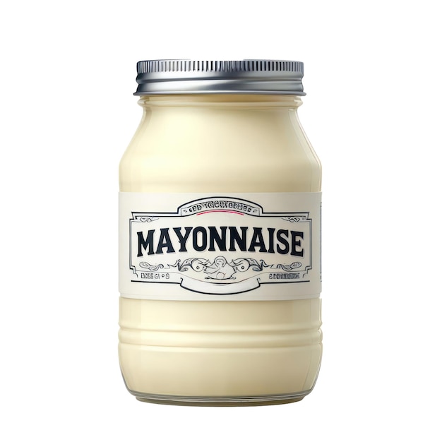 Jar of mayonnaise isolated on white transparent background