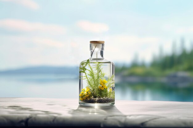 写真 薬用植物の瓶 漢方薬と体の浄化の概念