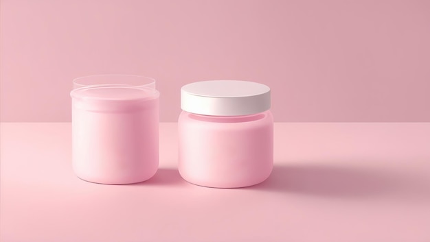 Jar Packaging Design Cylinder Shape White Cap Pink Theme Simple Background