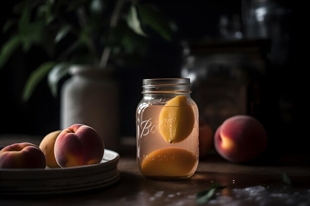 Jar of peach tea generative ai