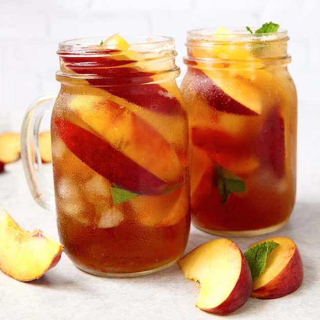 Jar of peach tea