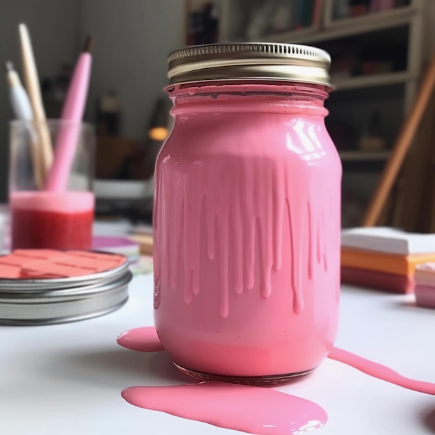 Premium AI Image Jar of pink sauce mayo and ketchup Tarro salsa rosa